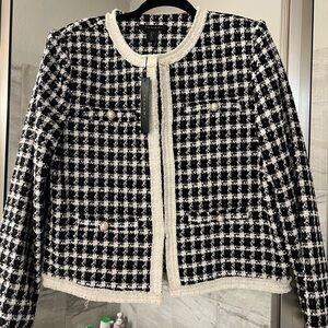 Tahari Black and White Houndstooth Blazer